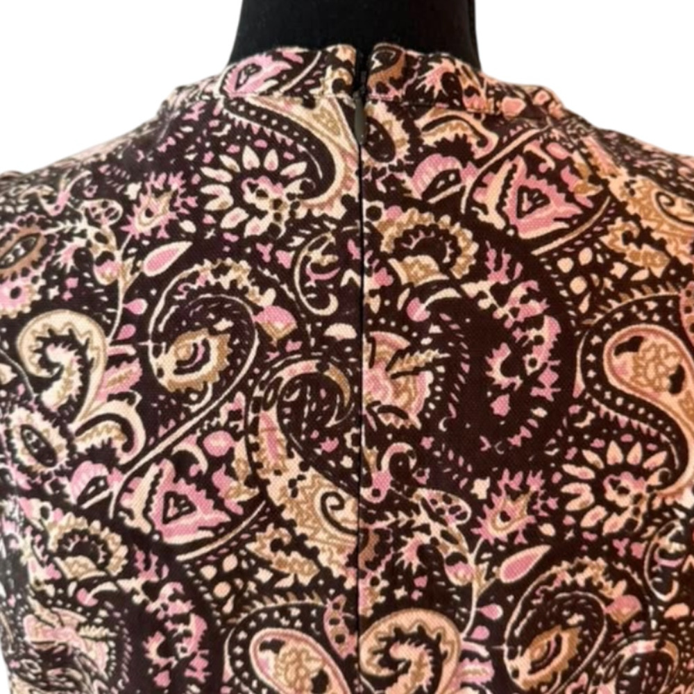 Julia Amory Baby Jane Printed Canvas Black Pink Paisley Sleeveless Mini Dress S - Picture 8 of 10